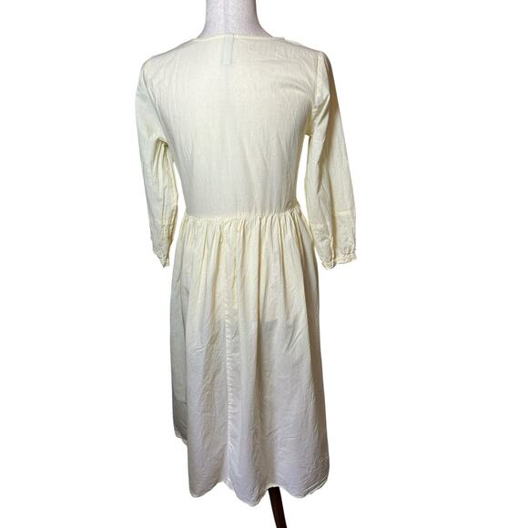 Ethnic by Outfitters Embroidered Floral Dress Yellow Pinstripe XS Boho Peasant - Picture 4 of 8